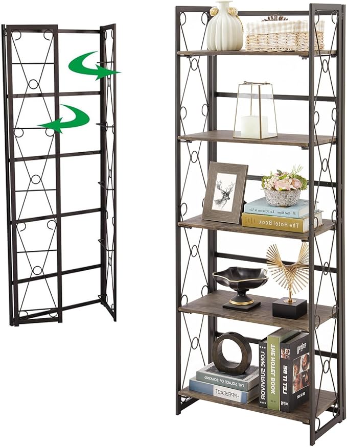 Bookshelf,4-Tier Book Shelves with 2 Storage Drawers and 1 Cabinet, Metal Frame Open BookcaseStanding Shelf Unit for Living Room, Home Office