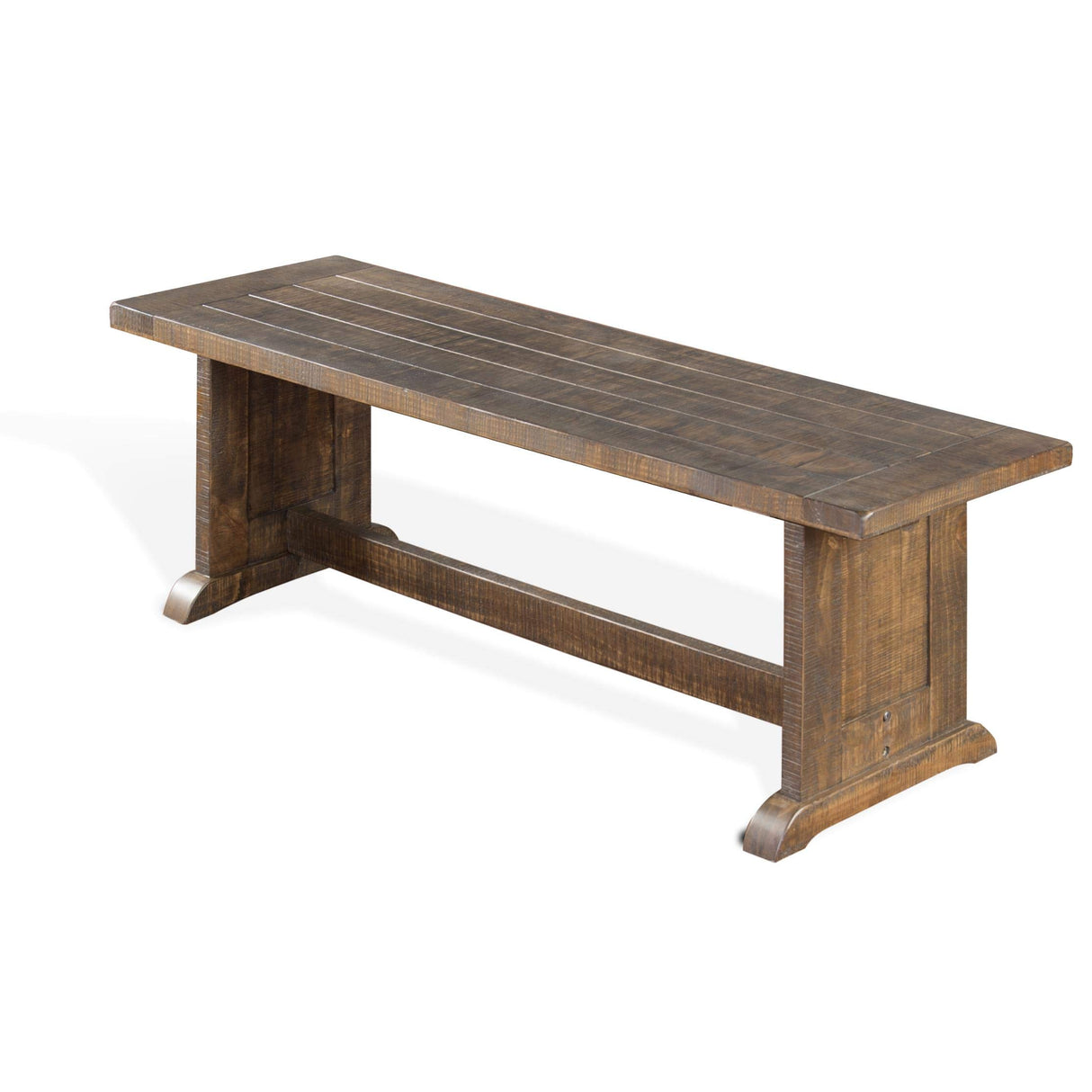 Carriage House Farmhouse Wood Side Bench in Off White Dark Brown (Tobacco Leaf)