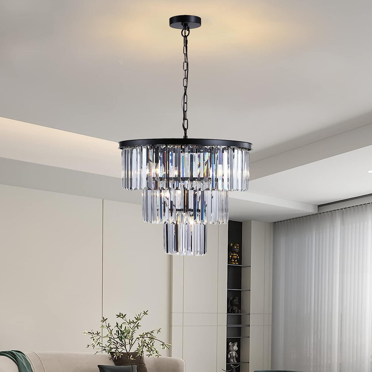 Chandeliers for entryway small,Modern Elegant Round Ceiling Light Fixture Lighting Crystal Chandelier