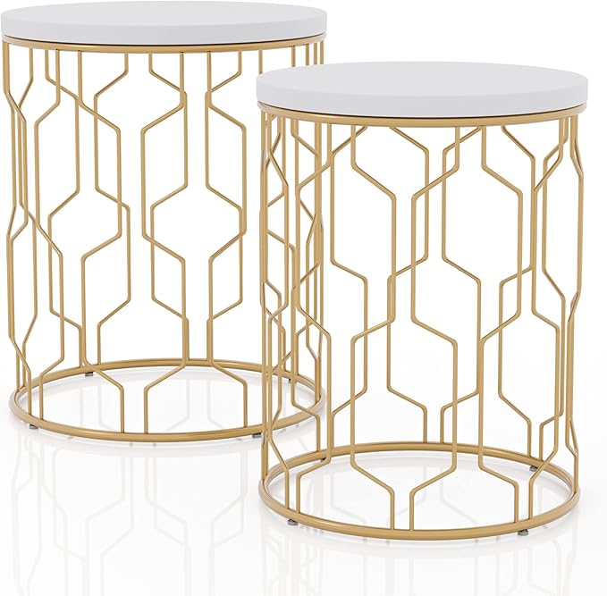 Bolindale Modern 2-Piece Metal Round Nesting Table for Living Room, Bedroom
