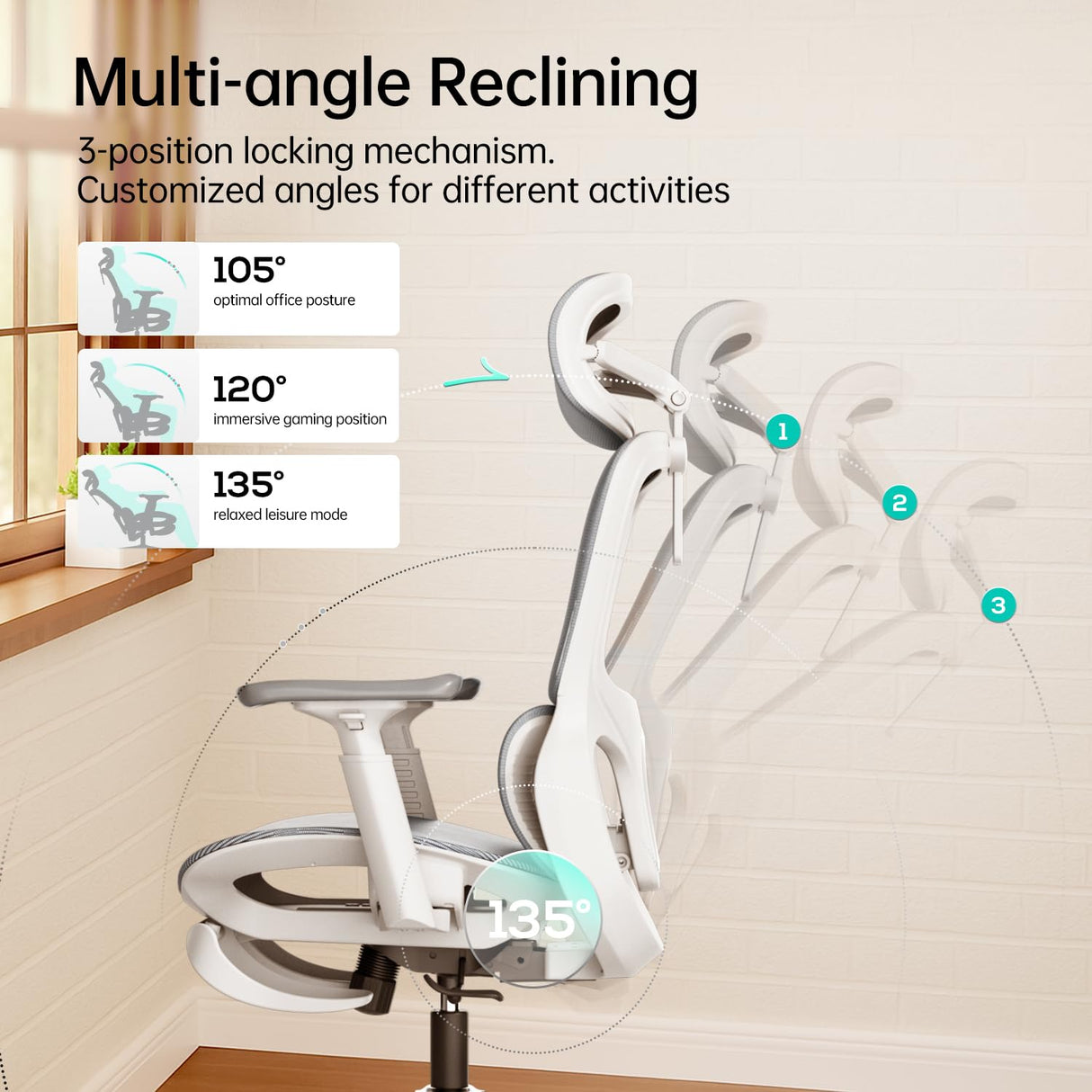 P2 Ergonomic Office Chair with 3D Lumbar Support & Footrest