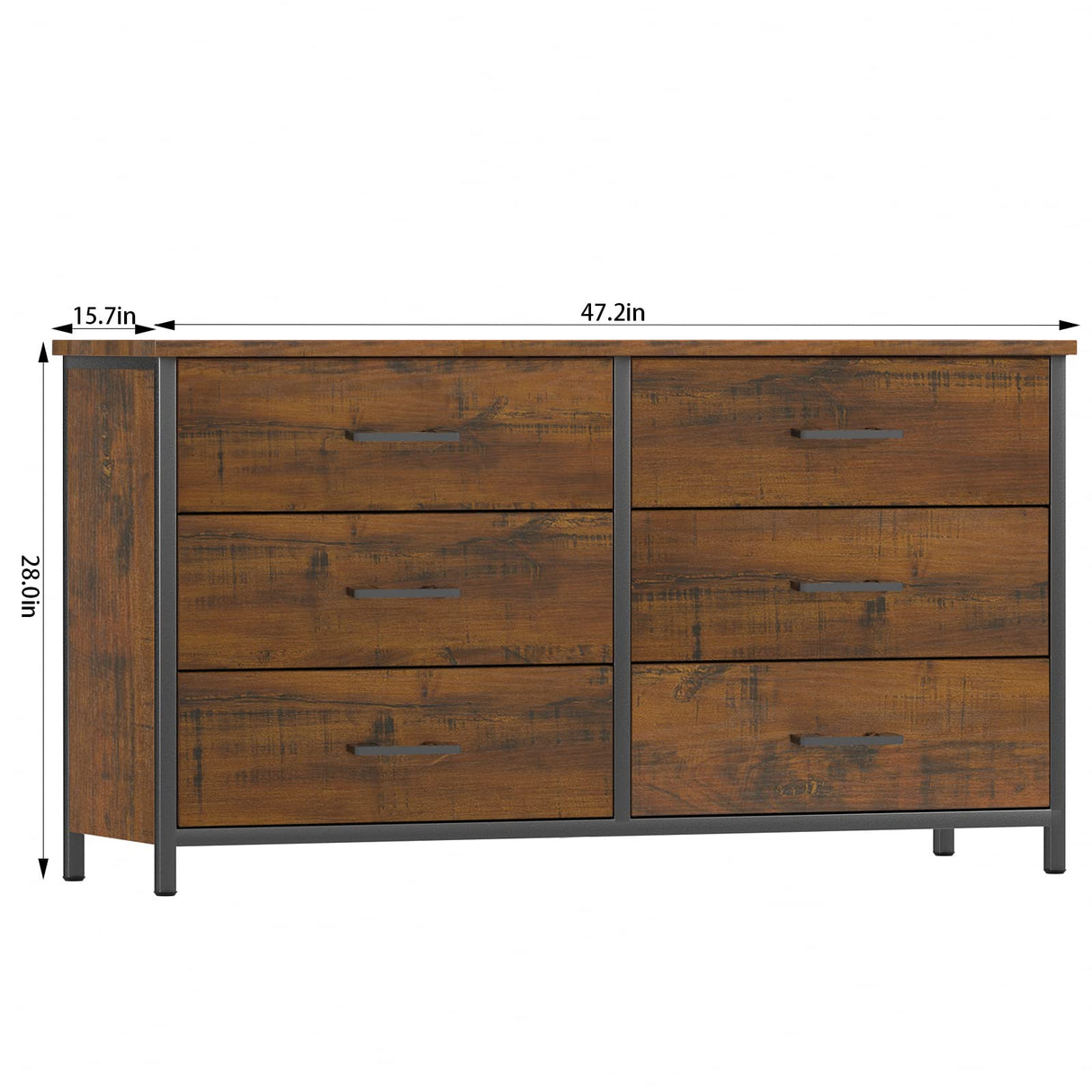 Double Dresser, Industrial Wood Dresser for Bedroom