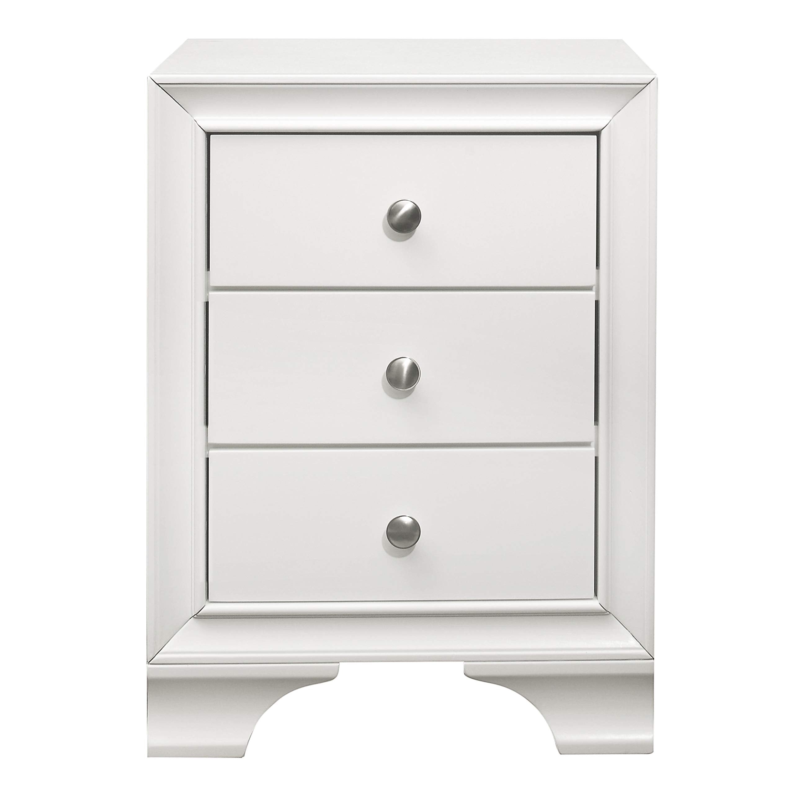 3-Drawer Nightstand, White