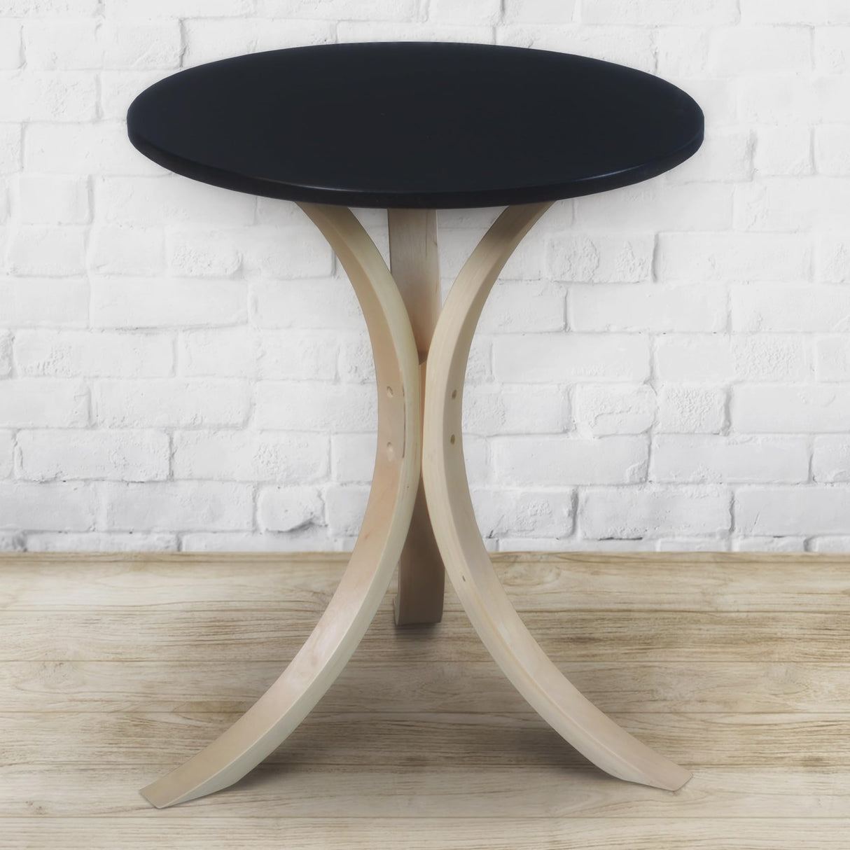Mia Bentwood Round Accent Table- Natural Black
