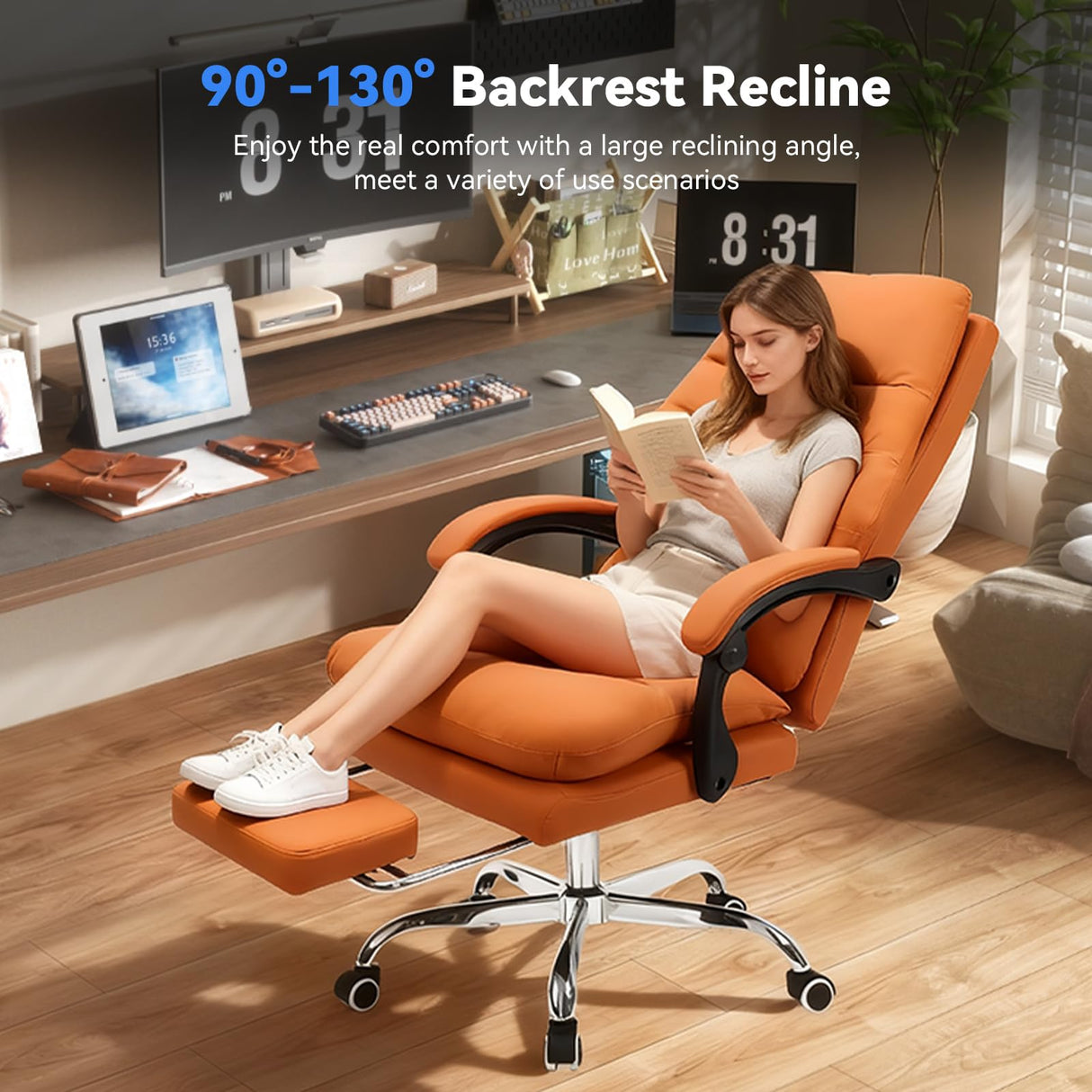 Ergonomic Big and Tall Office Chair with Footrest and Lumbar Support