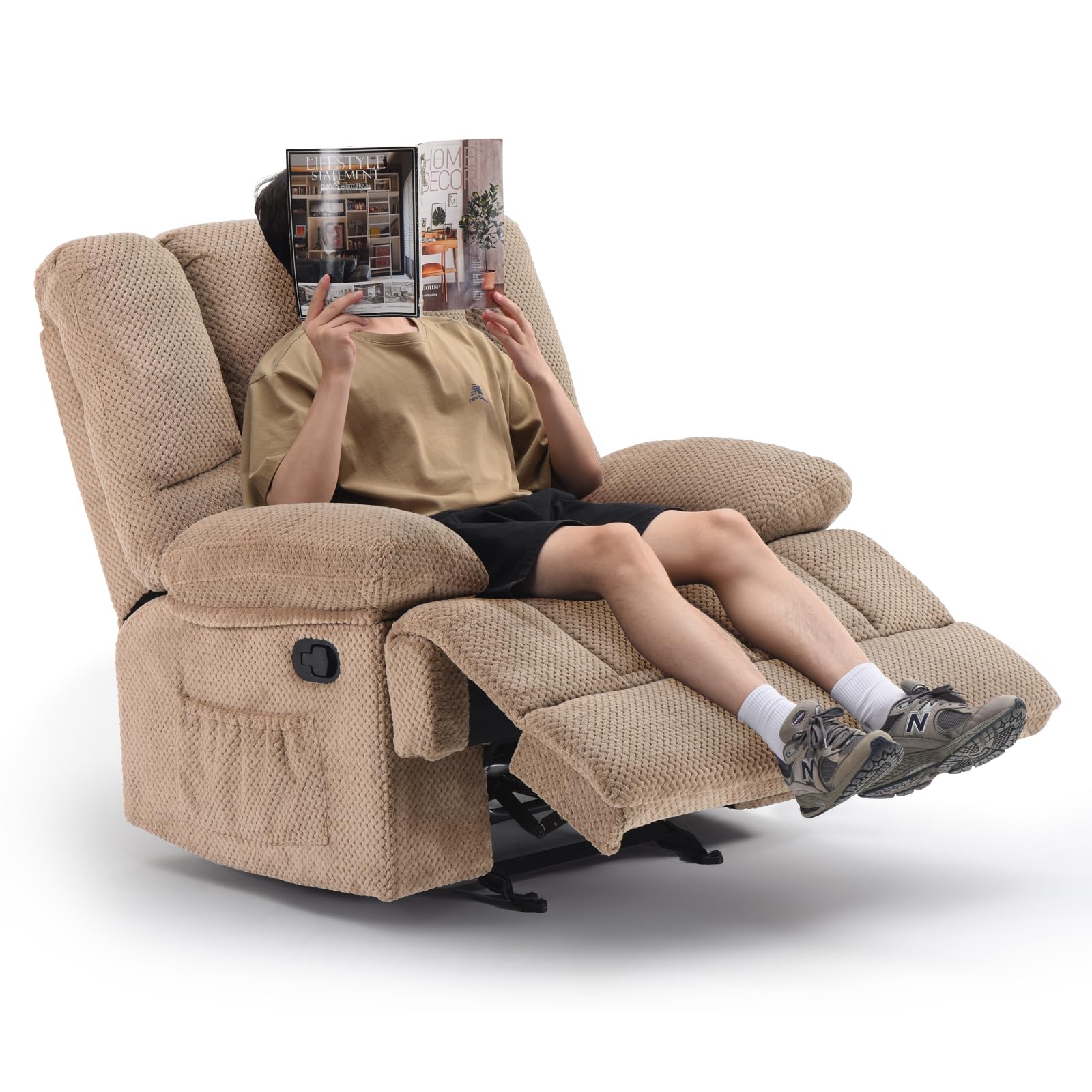 CloudEase Duo Recliner Sofa – 2 Seater Manual Pull Tab Reclining Couch with Soft Fabric for RV