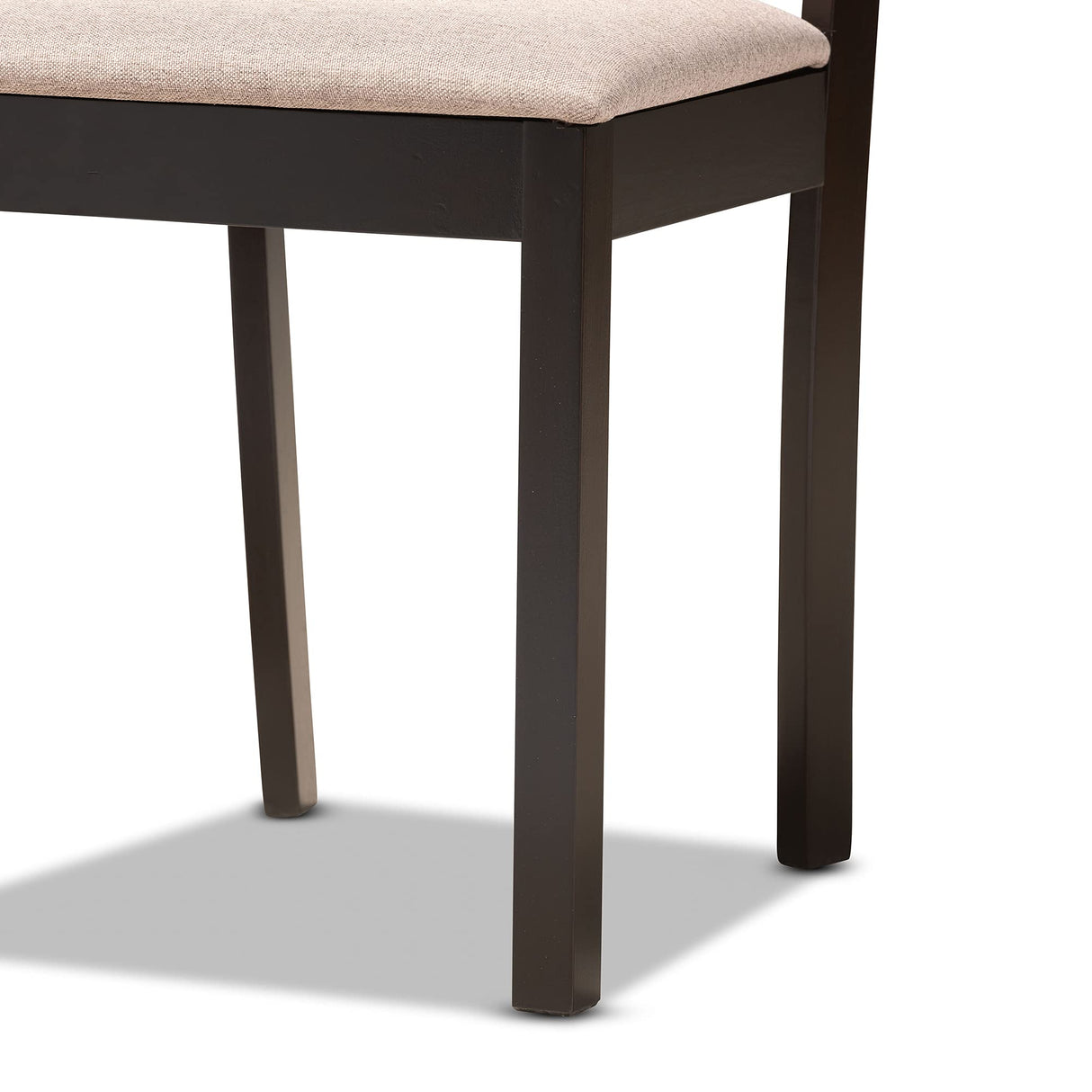 Morigan Sand Fabric Upholstered and Dark Brown Finished Wood 5-Piece Dining Set