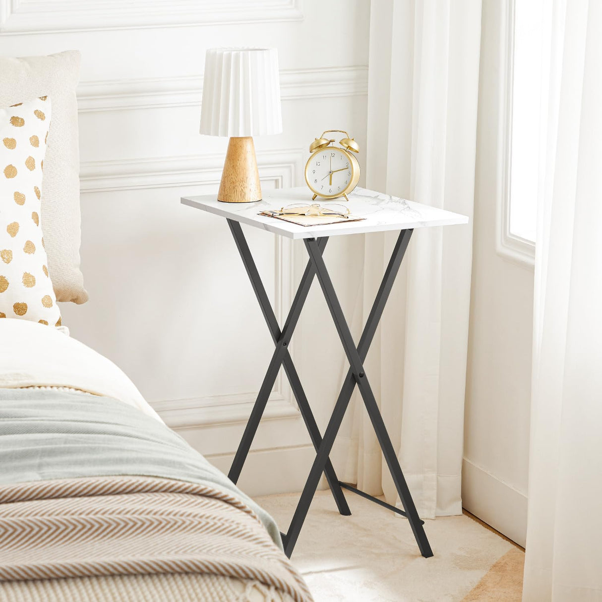 StoneCraft Duo – Marble Folding TV Tray Table Set (2-Pack)