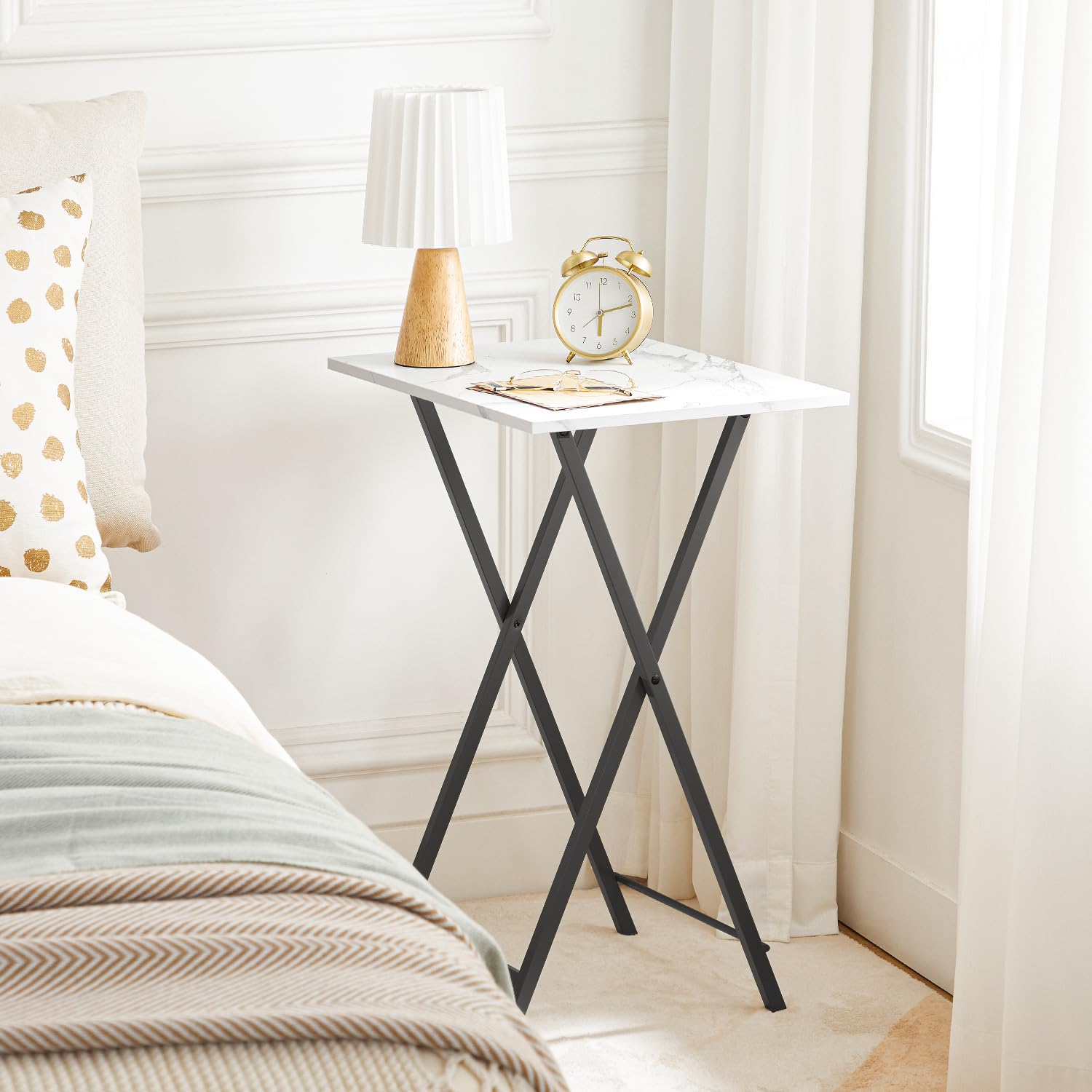 StoneCraft Duo – Marble Folding TV Tray Table Set (2-Pack)