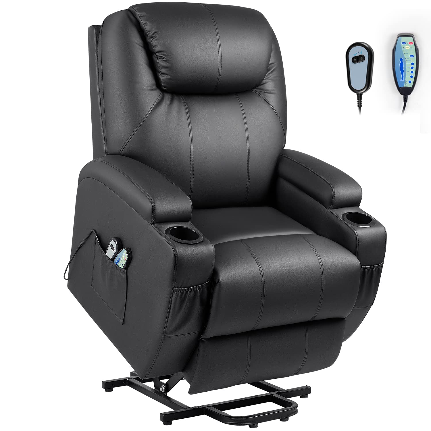 Power Lift Recliner Chair with Massage and Heating Functions, PU Leather Sofa
