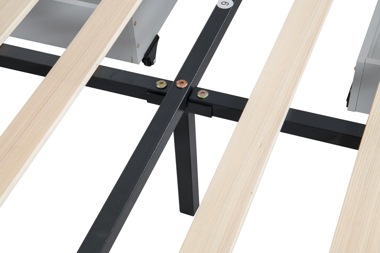 Full Size Upholstered Platform Bed Frame with Adjustable Headboard