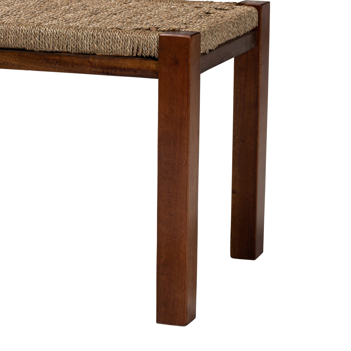 Hermes Woven Seagrass Accent Bench, One Size, Walnut Brown
