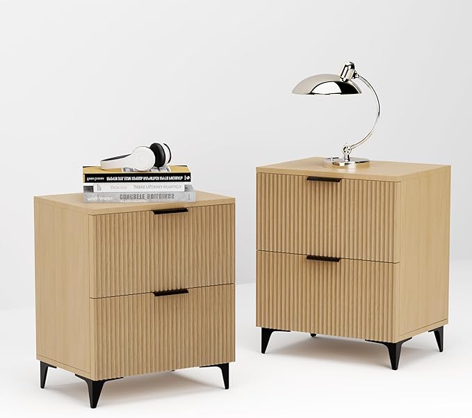 Nightstand Set of 2 with 2 Drawers Night Stand