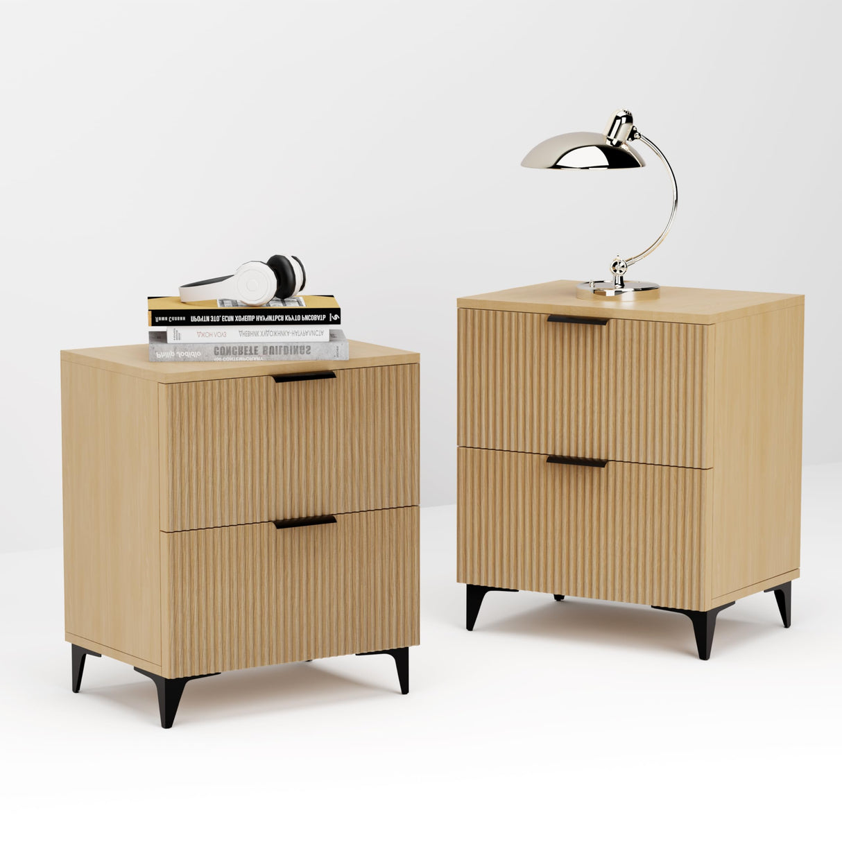 Nightstand Set of 2 with 2 Drawers Night Stand