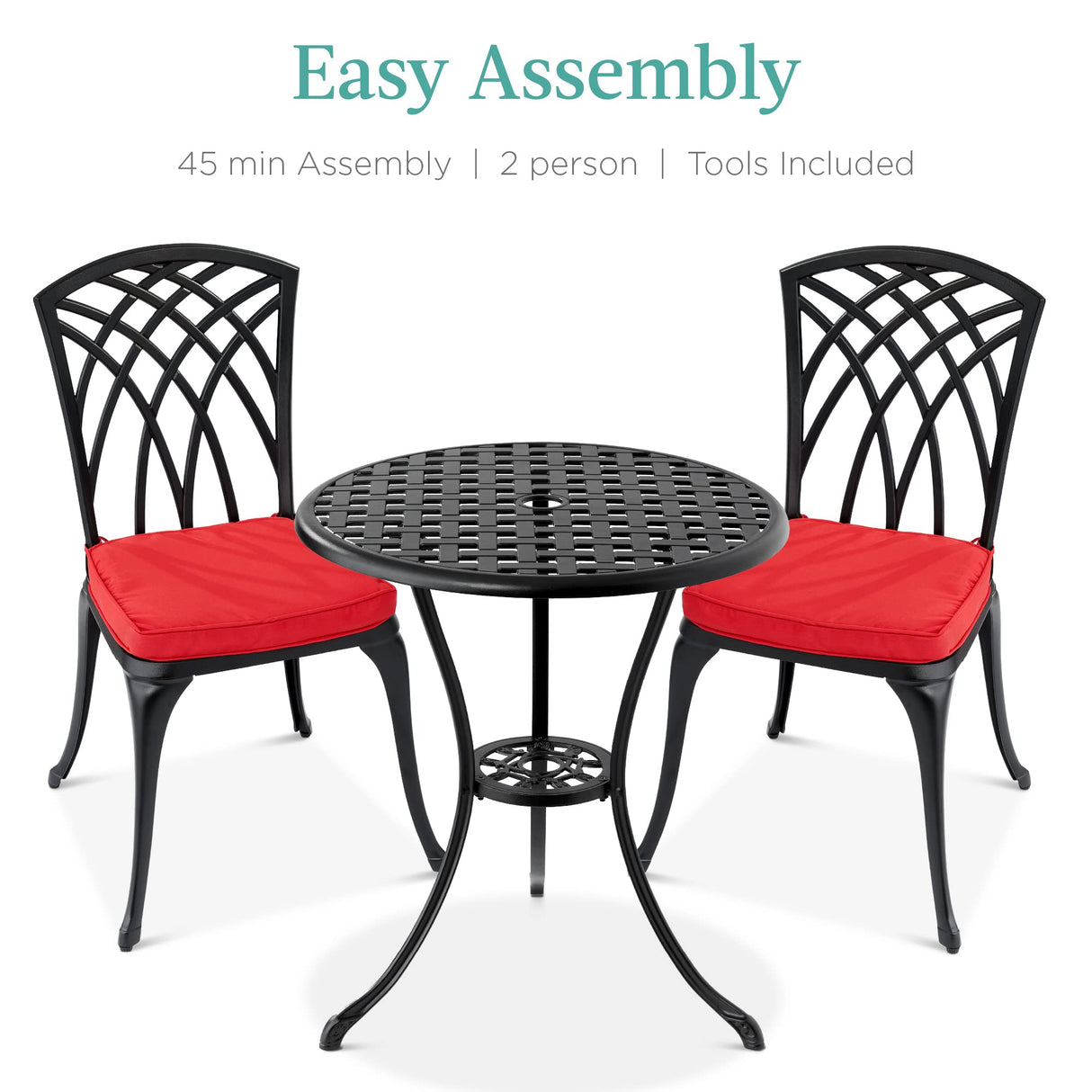 3-Piece Bistro Set, Aluminum Outdoor Dining Furniture Set for Patio