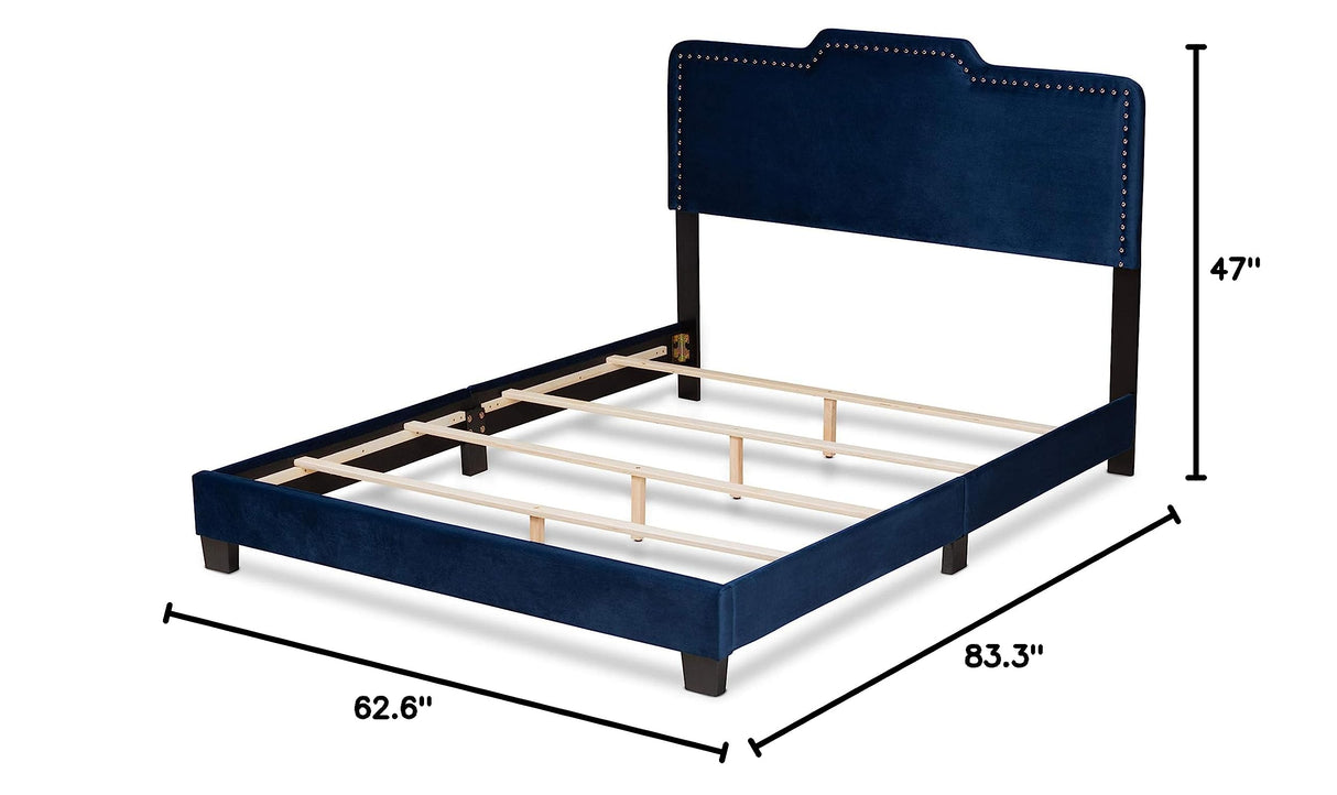 Benjen Beds (Box Spring Required), Queen, Navy Blue/Black