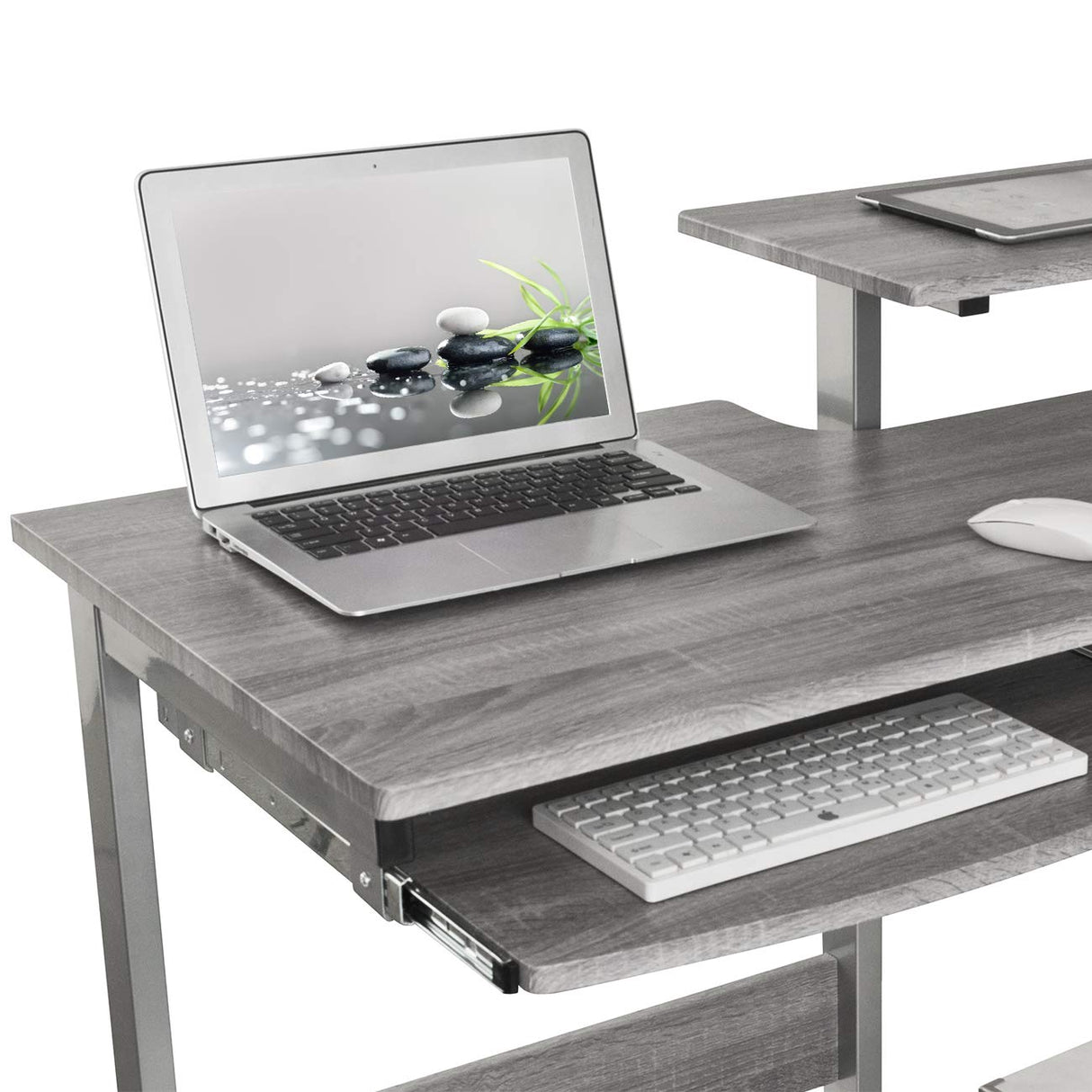 Complete Computer Workstation Desk, Gray, 37.75" W x 22" D x 35" H,Grey