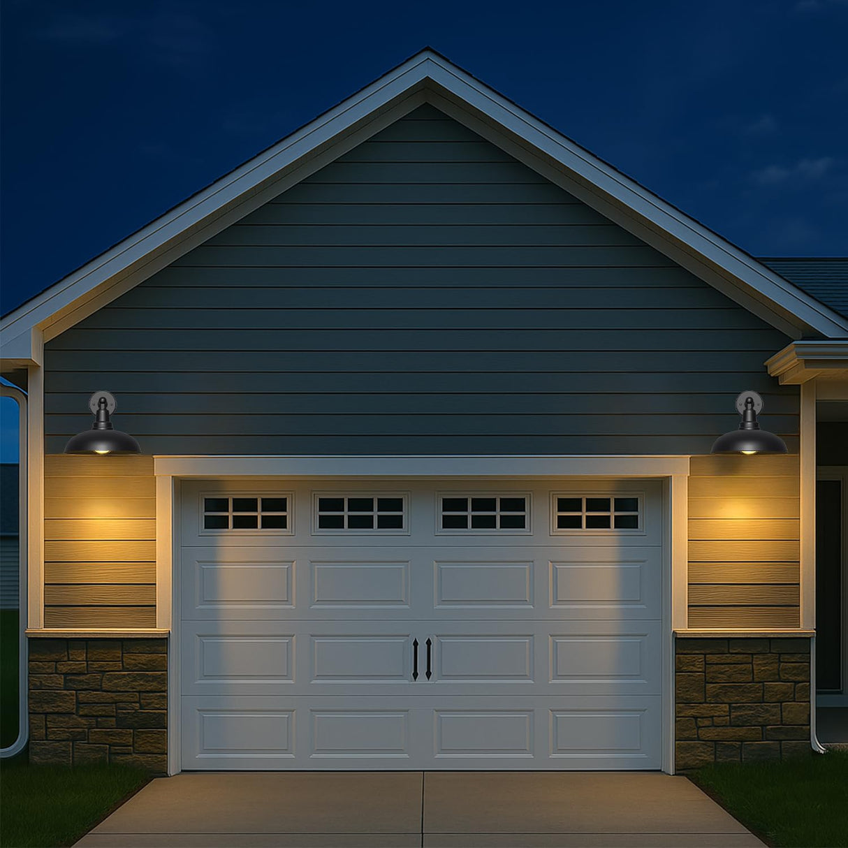 14" Outdoor Gooseneck Barn Light - Black Wall Mount Light, Waterproof and Rustproof