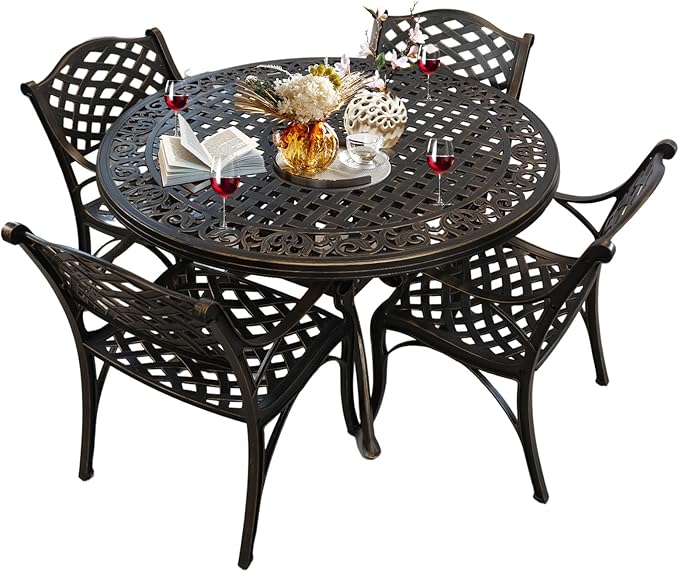 Cast Aluminum Patio Bistro Sets Outdoor Bistro Table and Chair Set of 2 wit
