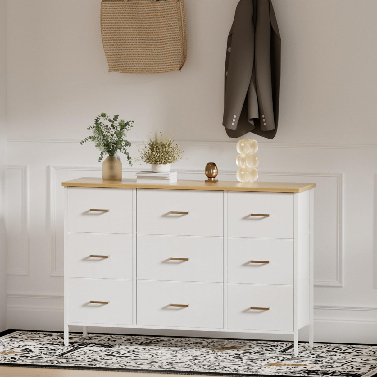 Wide TV Stand Modern TV Console, 9 Drawers Dresser