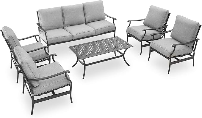 Patio Conversation Set Cushioned Outdoor Furniture Sets with All Weather Galvanized