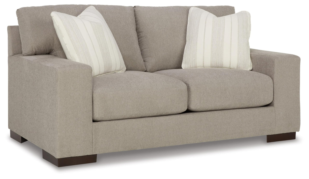 Design by Ashley Maggie Contemporary Loveseat for Living Room, Light Brown