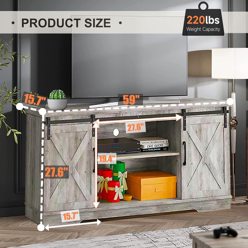 Farmhouse TV Stand for 65 Inch TV Entertainment Center TV Media Console Cabinet,