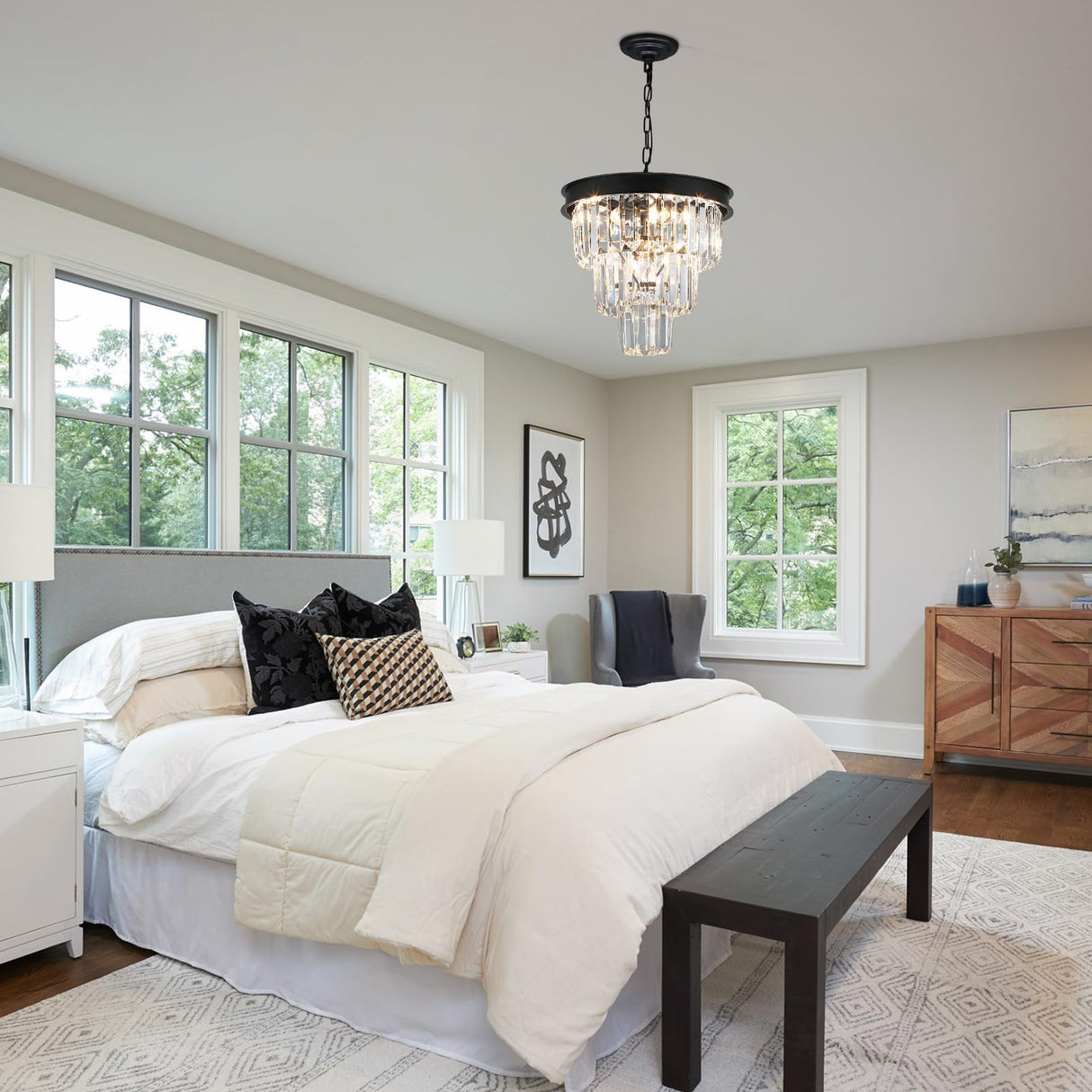 Crystal Chandeliers for Dining Room Light Fixtures Over Table