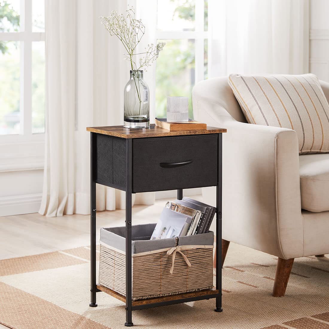 Nightstand Set of 2, Bedside Table End Table for Bedroom Dorm Nursery Living Room