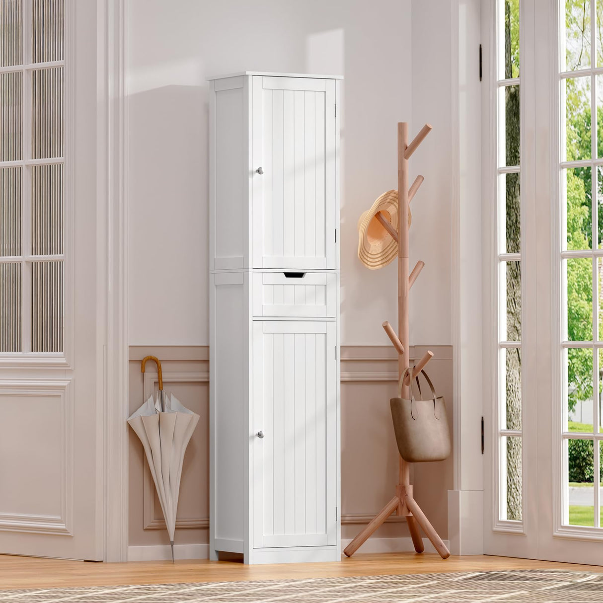 Storage Cabinet, Bathroom Cabinet with 2 Doors & 1 Drawer, Storage Cabinet with Adjustabl
