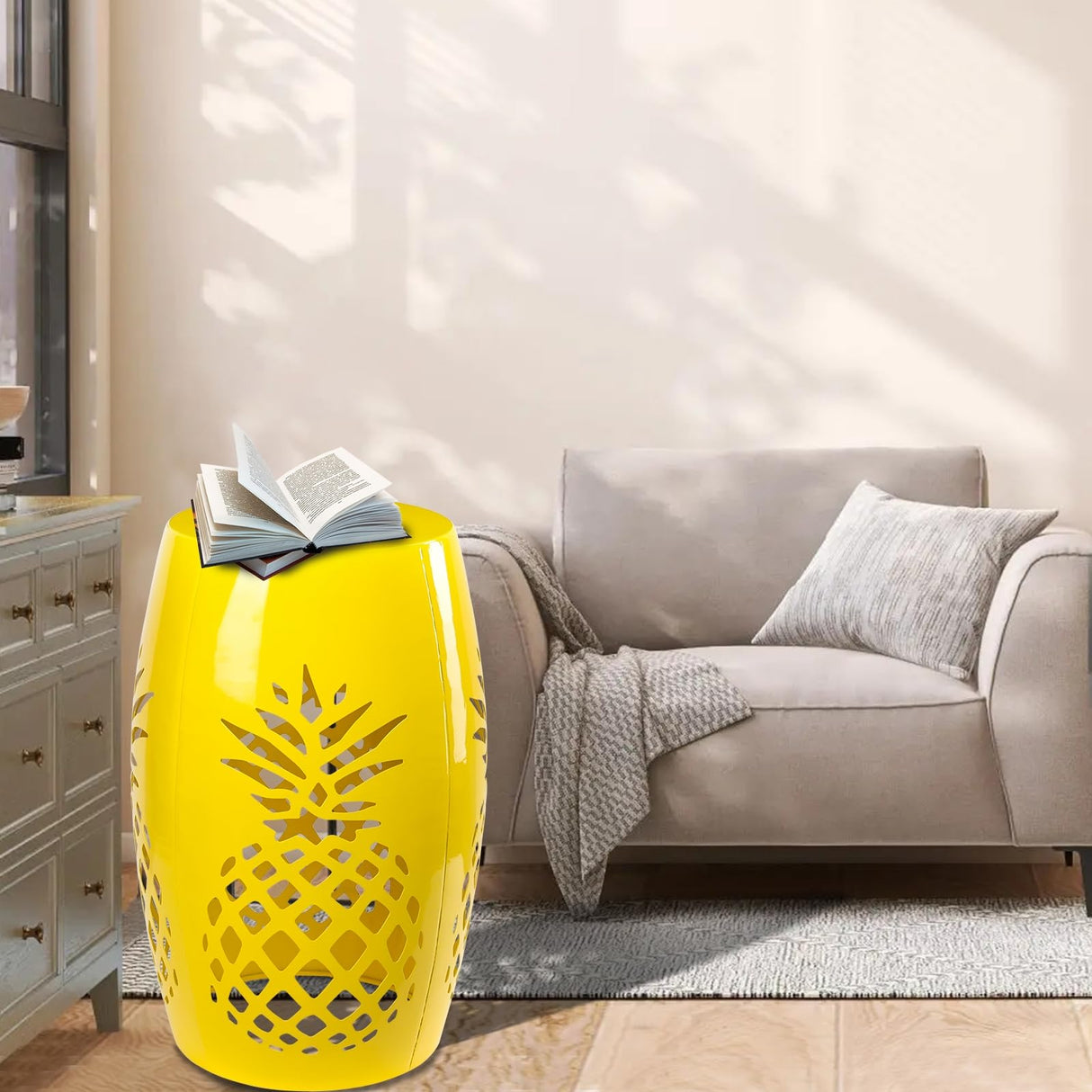 Outdoor Lace Cut Iron Side Table,Patio Garden Stool Coffee End Table Nightstand