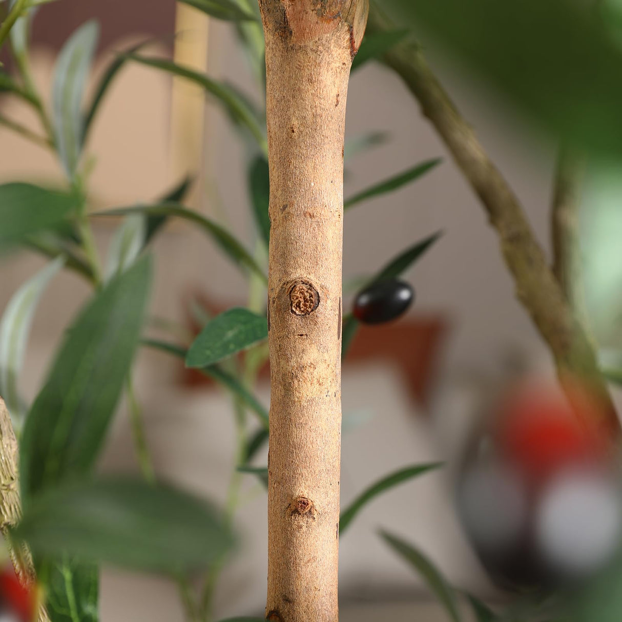 VeriNatural Artificial Olive Tree, 8FT Tall, Faux Olive Trees with Natural Wood Trunk & Lifelike Fruits, Indoor, White Tall Planter, Home Balcony Office Living Room Decor