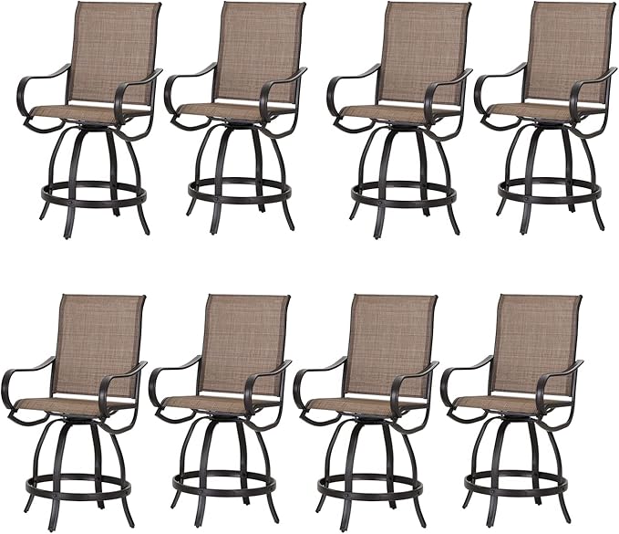 5 Piece Outdoor Bar Set, Counter Height Patio Bar Bistro Table and Swivel Bar Stools Chairs