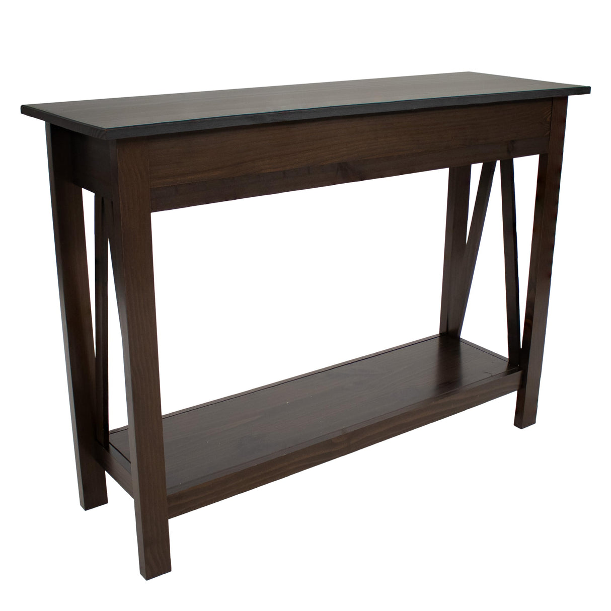 Sunnydaze Console Table for Entryway with Drawers - 31" H Solid Pine Sofa Table with Shelf for Living Room - Dark Brown