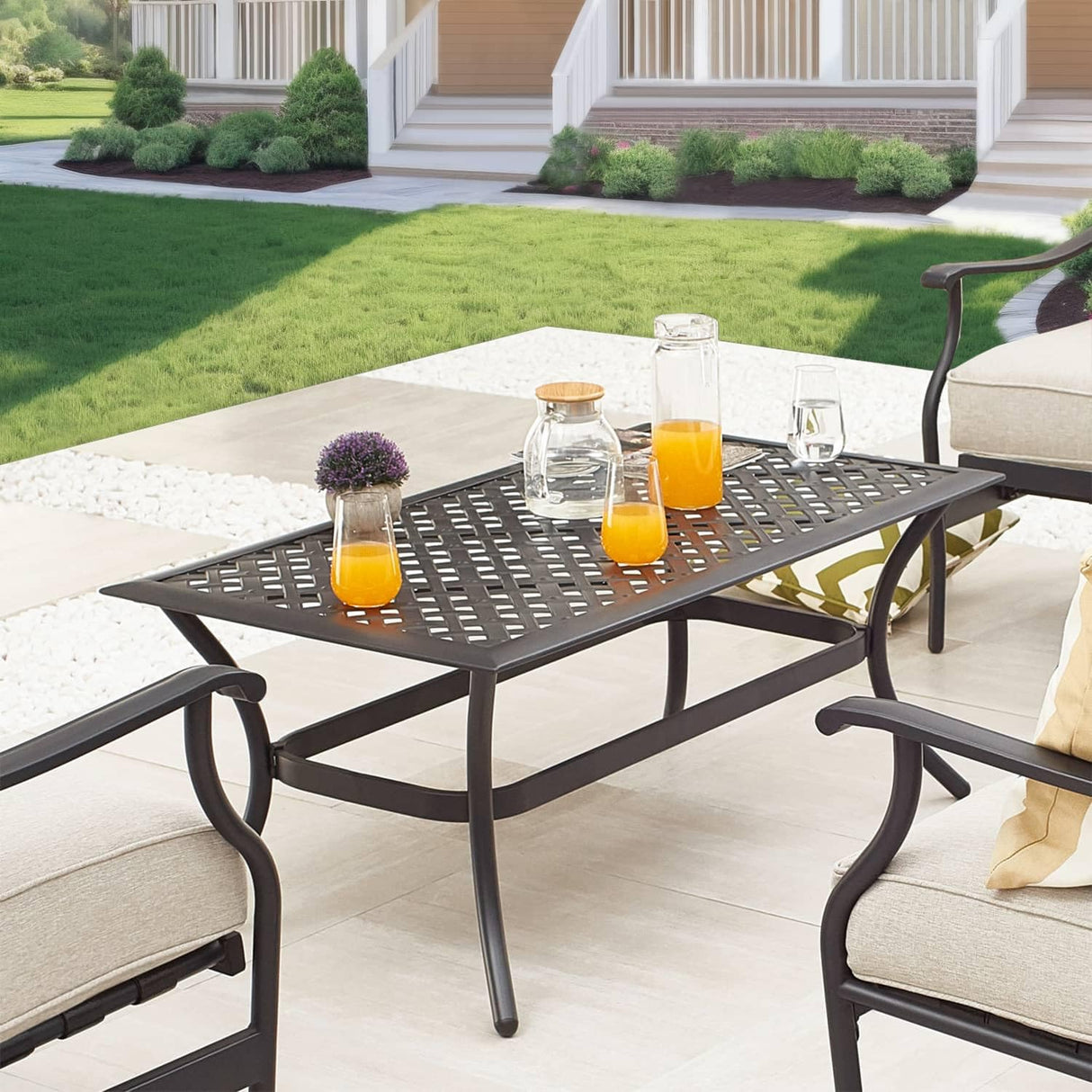 Patio Conversation Set 4Pcs Cushioned Outdoor Furniture Sets