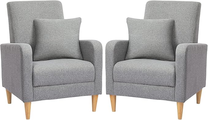 Modern Upholstered Accent Chair Armchair with Pillow, Fabric Reading Living Room