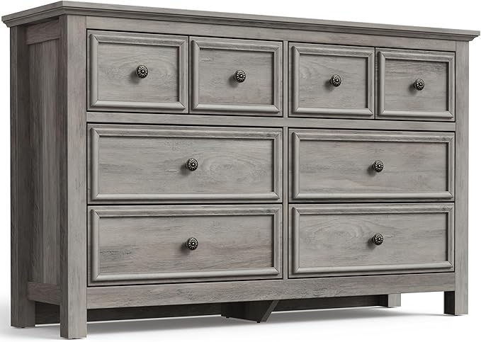 Farmhouse 6 Drawers Dresser Chest, 45" Tall Dressers for Bedroom