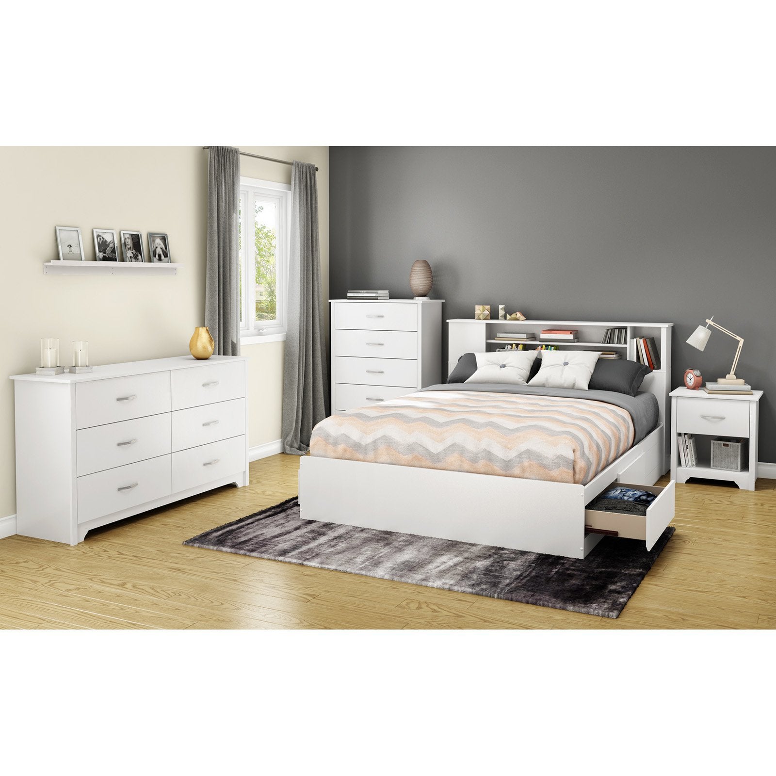 FURNITURE Fusion 6-Drawer Double Dresser Pure Black