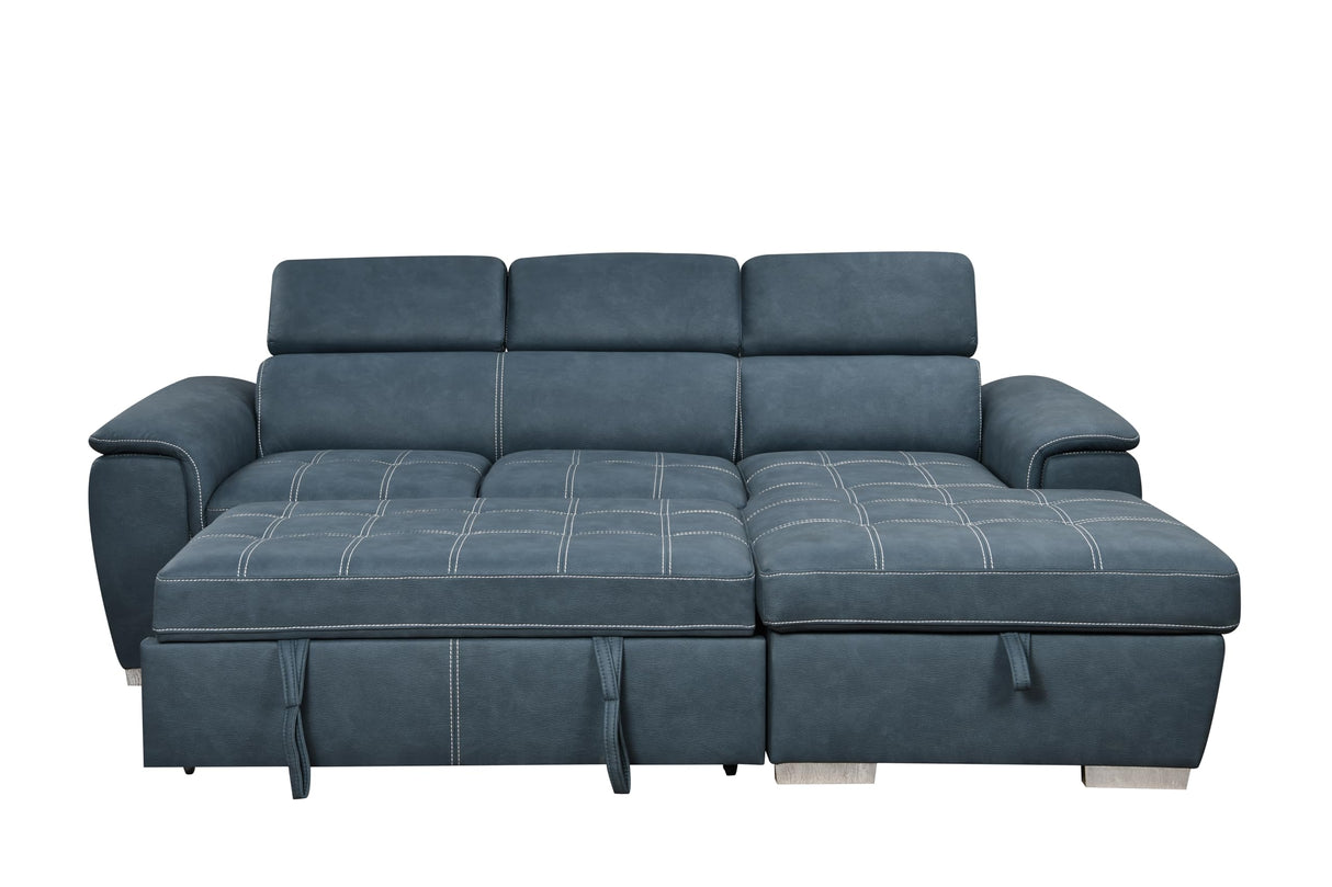 98'' Microfiber L-Shape Sectional Sleeper Couch with Pull-Out Bed, 4-Seater Sofa