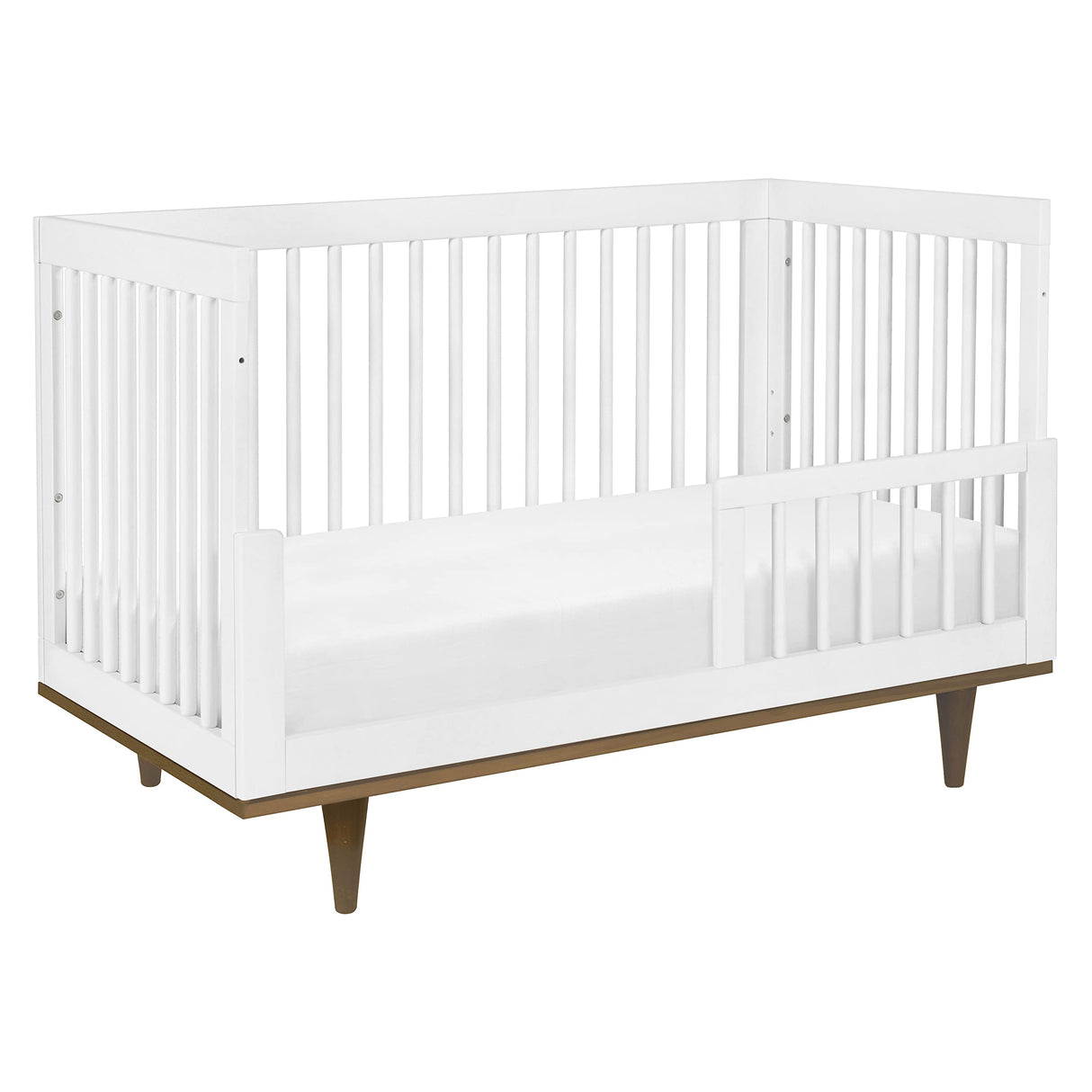 Marley 3-in-1 Convertible Crib in White Finish and Walnut Legs