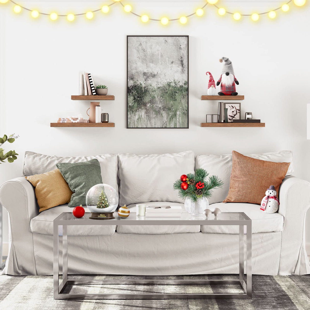 Floating Shelves, Wall Shelf Set of 2, Hanging Shelves with Invisible Brackets