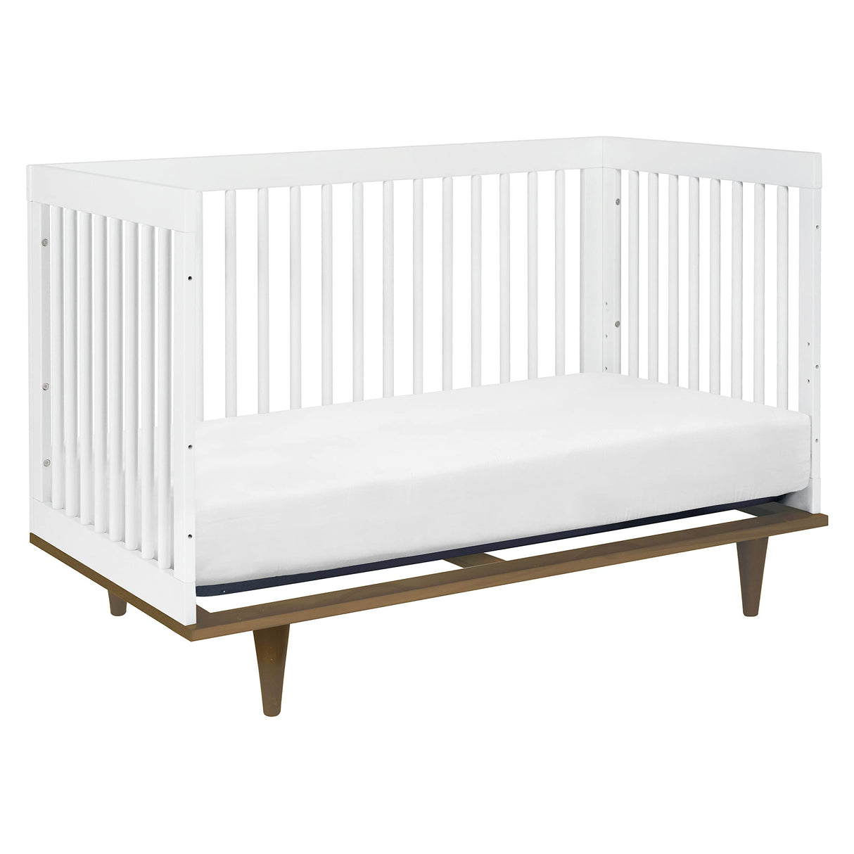 Marley 3-in-1 Convertible Crib in White Finish and Walnut Legs