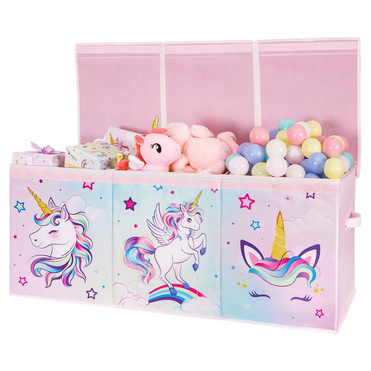Large Toy Chest - Unicorn Toy Box Chest Organizer with Flip-Top Lid Collapsible Sturdy