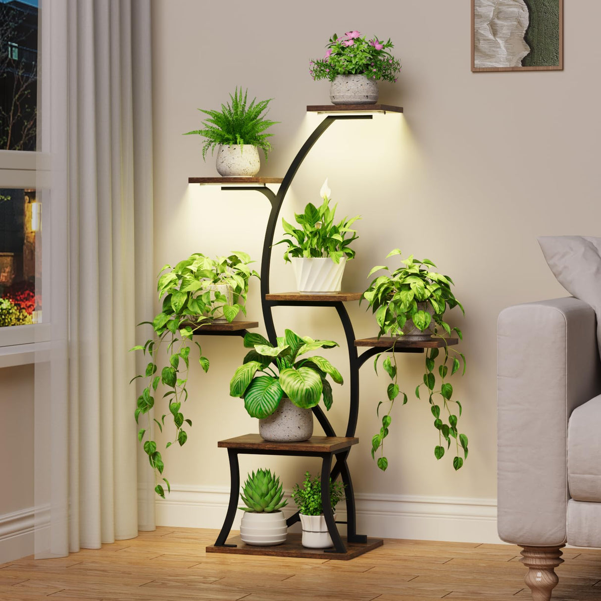 LunaArc 44" 7-Tier Plant Stand with Grow Lights