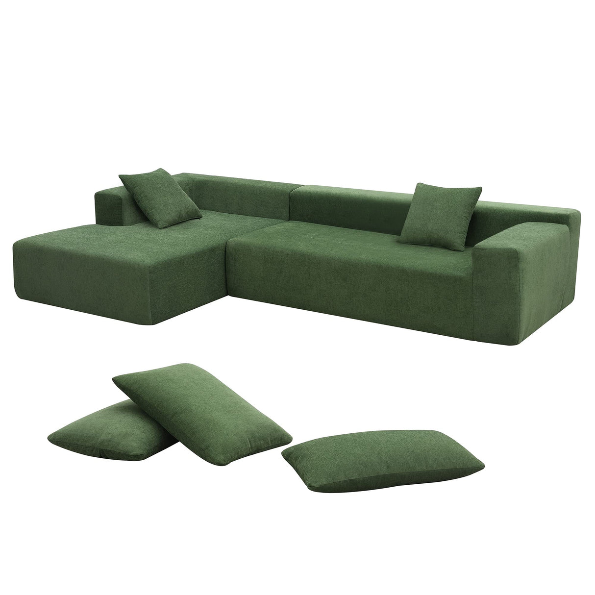 Olodumare 109" Convertible Modular Cushion Sofa – Green / Off White