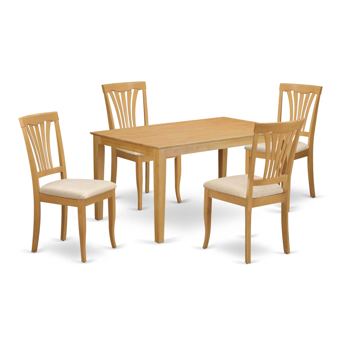 CAAV5-OAK-C 5 Piece Kitchen Table Set for 4 Includes a Rectangle Dining Room Table