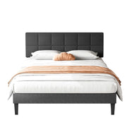 Homee Queen Size Bed Frame, Upholstered Bed Frame with Upholstered Headboard, Linen