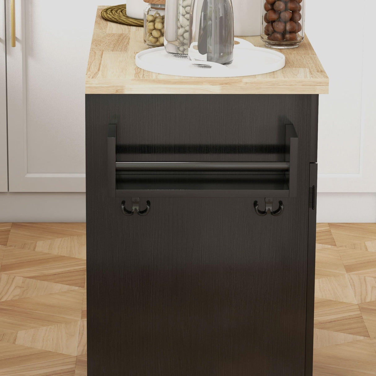 Kitchen Island with Storage, Farmhouse Rolling Kitchen Island Cart on Wheels