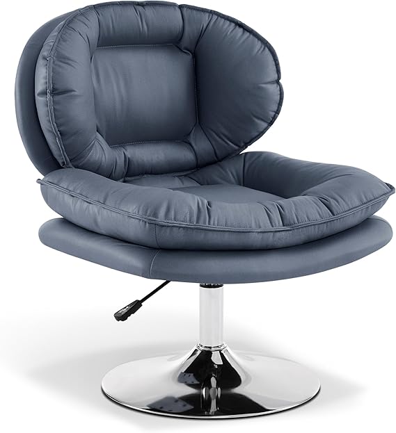 Armless Swivel Accent Chair with Height Adjustment - Pink Tech Cloth Vanity Chair