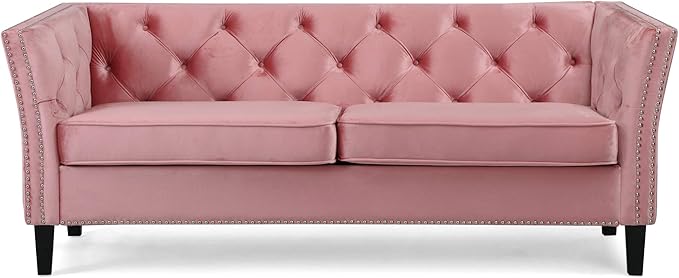 Sunny Velvet 3 Seater Sofa, Midnight Blue, Dark Brown